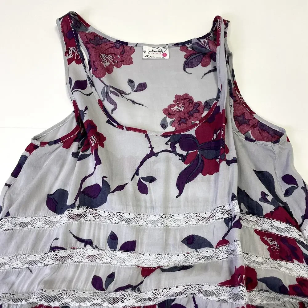 Free People Intimately Boho Floral Lace Asymmetrical Flowy Tank Top Size XS